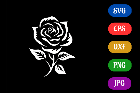 Rose | SVG EPS DXF PNG JPG Silhouette Graphic AI Illustrations By Creative Oasis