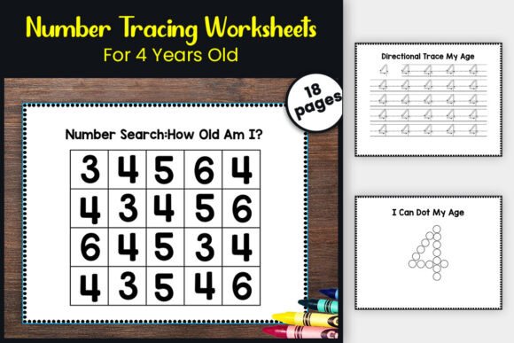 When I Am 4: Number 4 Tracing & Activity Graphic PreK By TheStudyKits