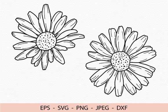 Daisy Svg Outline Flower File for Cricut Gráfico Artesanato Por GreatSVG by Elena Platova