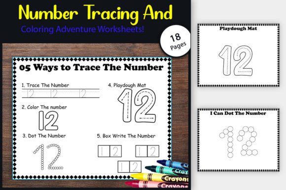 No-Prep Number 12 Tracing and Activities Graphic PreK By TheStudyKits