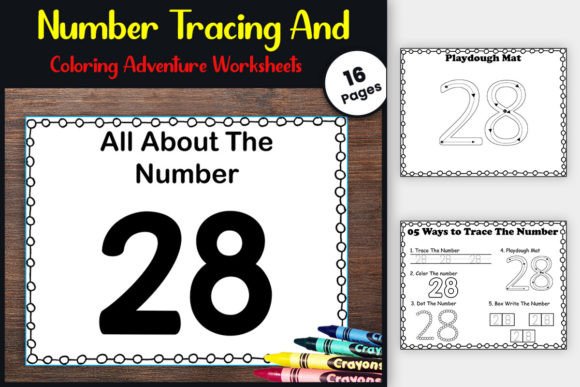 No-Prep Number 28 Tracing and Activities Grafik Kindergarten Von TheStudyKits
