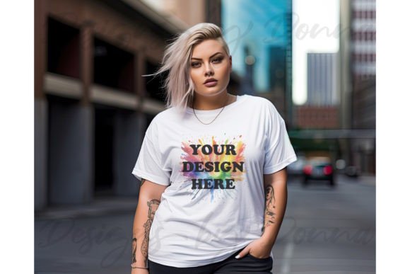 Plus Size White T-Shirt Mockup Grafika Makiety Produktów Przez Designs by Donna