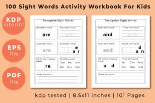 100 Sight Words Workbook for Kids | KDP Gráfico Infantil Por kznzaman 3