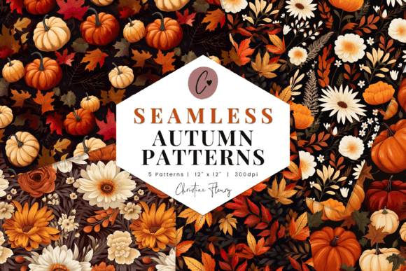 Autumn Patterns Digital Paper Mini Pack Gráfico Planos de Fundo Por Christine Fleury