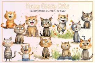 Funny Crazy Cats Sublimation Bundle Grafika Ilustracje do Druku Przez DS.Art 1