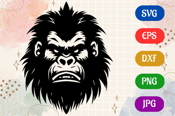 Gorilla | Black SVG Vector Silhouette 2D Graphic AI Illustrations By Creative Oasis