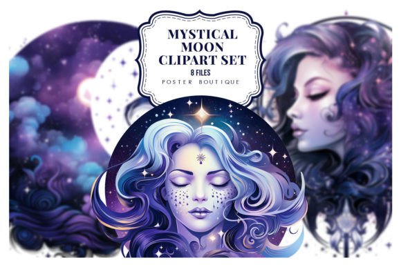 Mystical Moon Backgrounds Pack Graphic Illustrations By Poster Boutique