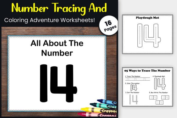 No Prep Number 14 Tracing Worksheets Graphic PreK By TheStudyKits