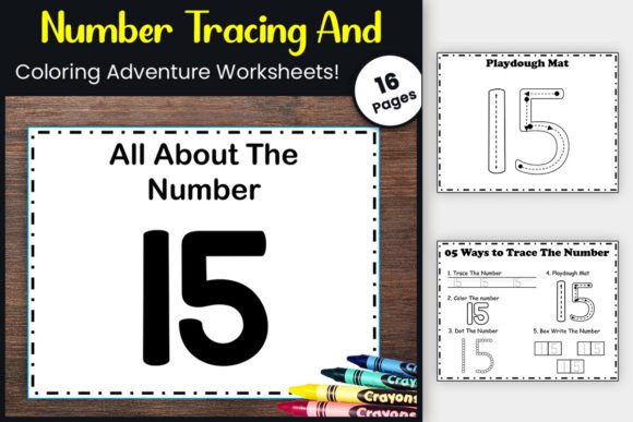 No Prep Number 15 Tracing Worksheets Graphic PreK By TheStudyKits