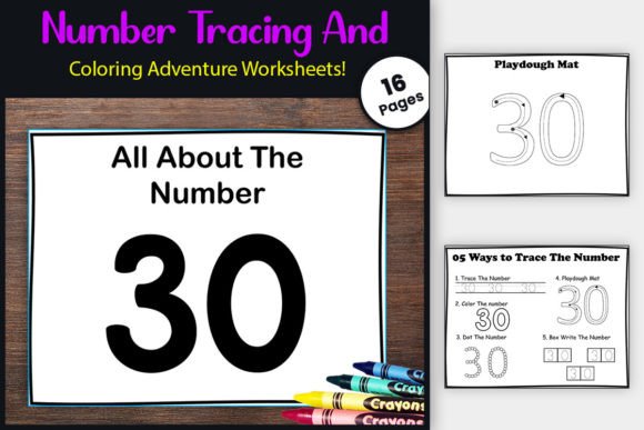 No Prep Number 30 Tracing Worksheets Graphic PreK By TheStudyKits