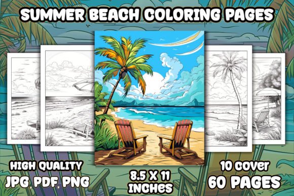 Summer Beach Coloring Book for Adults Graphic Coloring Pages & Books Adults By protabsorkar11