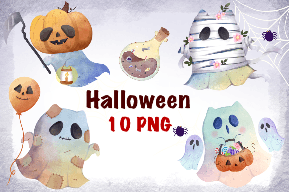 Pastel Colors Halloween Watercolor Graphic Illustrations By Somoartwork