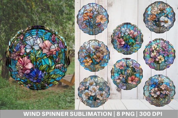 Wind Spinner Stained Glass Flowers Gráfico Fondos Por Artnoy