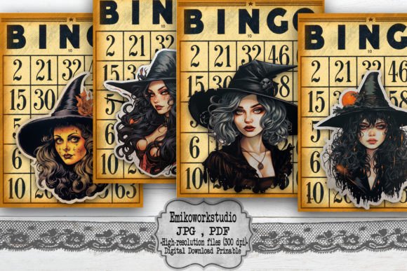 Witch Bingo Card Graphic Crafts By Emikoworkstudio