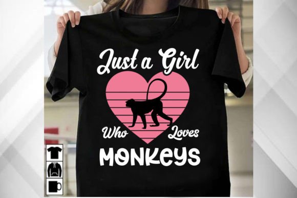 Just a Girl Who Loves Monkeys Shirt Gráfico Designs de Camisetas Por sumonray251
