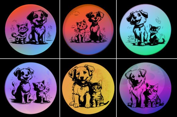 Sunset Cat Dog Silhouette Graphic Grafica Sfondi Di T-Shirt Design Bundle