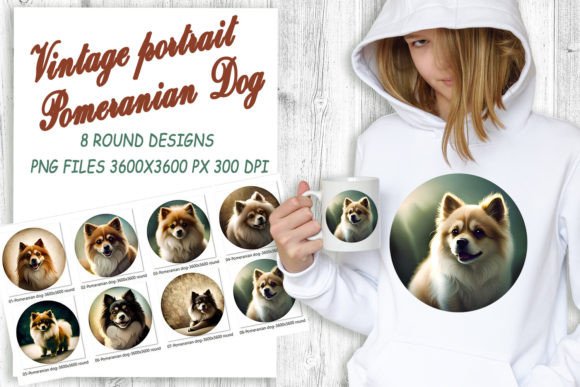 Vintage Dog Round Design Bundle PNG Grafika Szablony do Druku Przez Helene's store