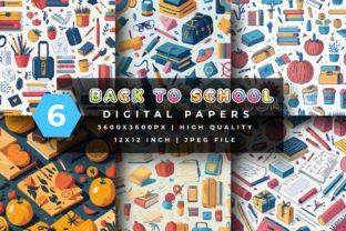 Back to School Digital Paper Patterns Gráfico Patrones de Papel Por srempire 1