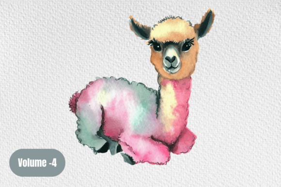 Watercolor Llamas Clipart PNG Volume –4 Grafika Ilustracje do Druku Przez Design Store