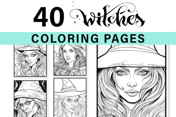 Witch Coloring Pages Graphic KDP Interiors By RedPixel