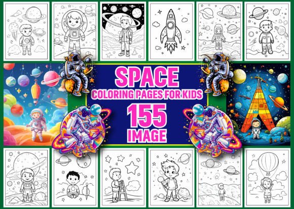 155+ Space Coloring Pages for Kids Gráfico Páginas y libros de colorear para niños Por GoLdeN ArT