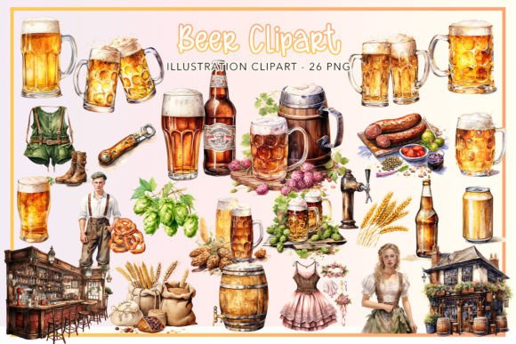 Beer Collection Bundle Sublimation Grafika Ilustracje do Druku Przez DS.Art