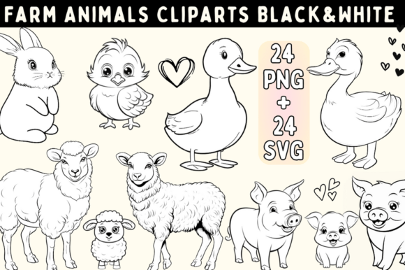 Cute Farm Animals Clipart SVG PNG Graphic Print Templates By Lelix Art