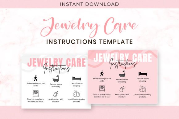 Editable Jewelry Care Card Canva Pdf Graphic Print Templates By SnapyBiz