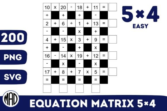 Equation Matrix Easy Mode 5×4 Grid Graphic Teaching Materials By Marina Art Design