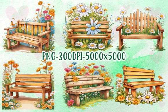 Garden Benches Sublimation Clipart Graphic Illustrations By SR Design