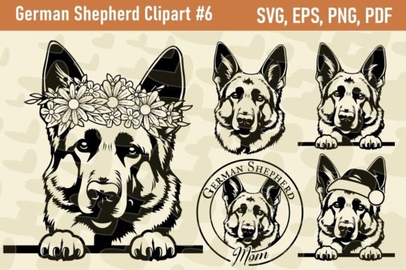 German Shepherd Dog Clipart Set 06 Graphic Crafts By TheSpiritInMotion