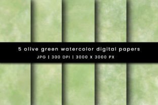Olive Green Watercolor Digital Papers Gráfico Planos de Fundo Por Pugazh Logan 1
