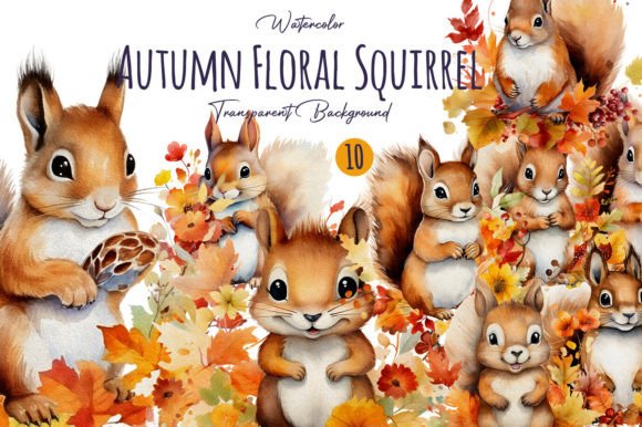 Watercolor Autumn Squirrel Sublimation Graphic Illustrations By DesignBible