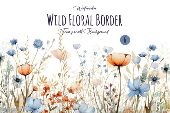 Watercolor Soft Wildflower Border Frames Graphic Illustrations By DesignBible