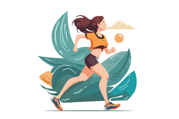 Woman Running Abstract Background Flat Illustration Illustrations Imprimables Par Eija Inspire