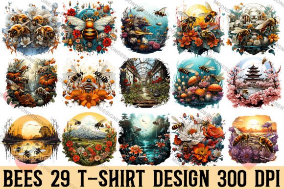 Bees T-shirt Design Gráfico Ilustraciones Imprimibles Por moondesigner