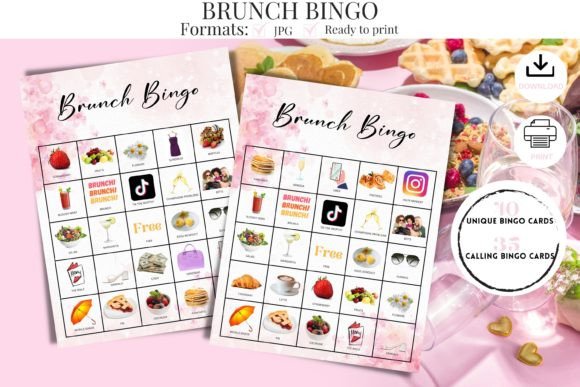 Brunch Bingo Games Printable Grafik Produktmodelle (Mockups) Von kkdigitalprints