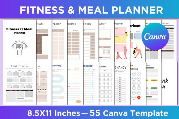 Fitness & Meal Planner Canva Interior Graphic KDP Interiors By MR ART