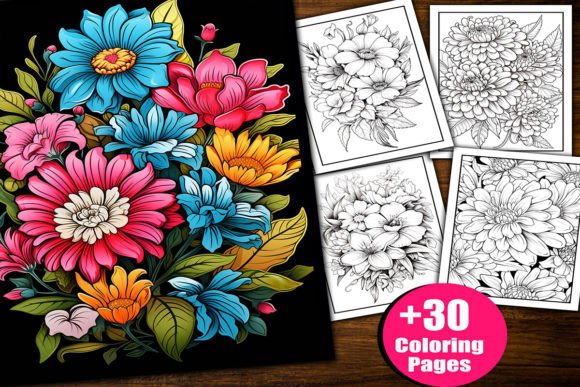 Flowers Coloring Pages for Adults Graphic Coloring Pages & Books Adults By KDP Designs