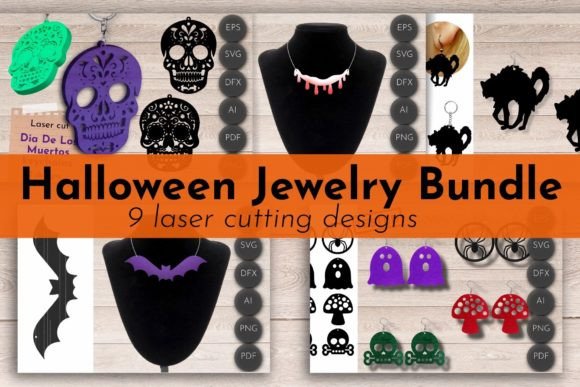 Halloween Laser Cut Jewerly Bundle Svg Graphic 3D Shapes By DatsenCreate