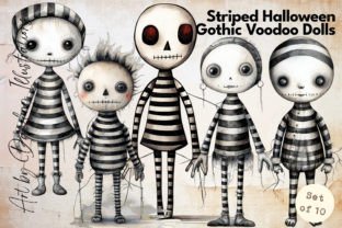 Vintage Halloween Gothic Voodoo Dolls Graphic Illustrations By Dazzling Illustrations 1
