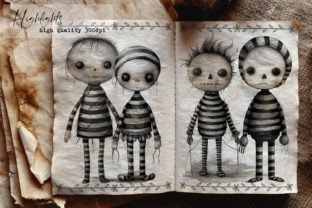 Vintage Halloween Gothic Voodoo Dolls Graphic Illustrations By Dazzling Illustrations 3