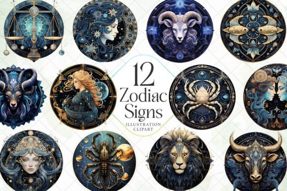 Zodiac Signs Sublimation Bundle Grafica Illustrazioni Stampabili Di JaneCreative