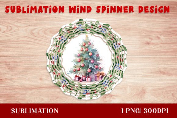 Watercolor Christmas Tree Wind Spinner Graphic Crafts By ElenaZlataArt