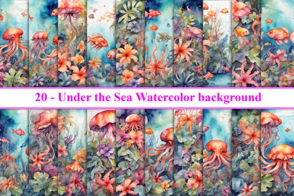 Under the Sea Watercolor Background Gráfico Fondos Por Fstock