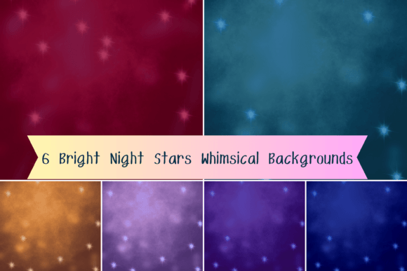 6 Bright Night Stars Whimsical Backgroun Grafik Hintegründe Von patterndigitpics