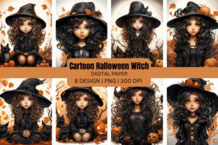 Cartoon Halloween Witch Backgrounds Illustration Fonds d'Écran Par GOOBOAT