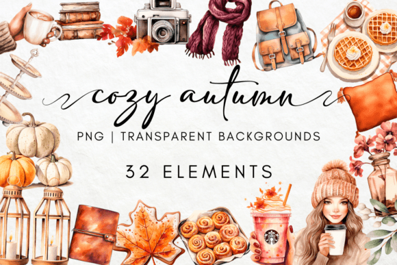 Cozy Fall Clipart Set Graphic AI Illustrations By Daisy Trail