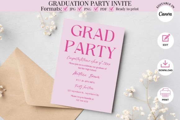 Graduation Party Invitation Template Graphic Print Templates By kkdigitalprints