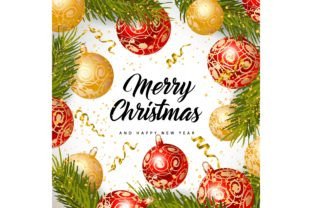 Merry Christmas and Happy New Year Lette Graphic Backgrounds By pch.vector